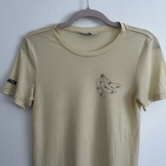 Ganni Pastel Yellow Banana Crewneck T-Shirt Size S Microfloral Snack Spring Time - Picture 10 of 13
